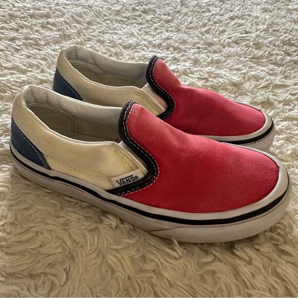 Vans Kids Classic Slip-On Color Block Shoes Red/Blue Size 13.5 - Picture 2 of 9